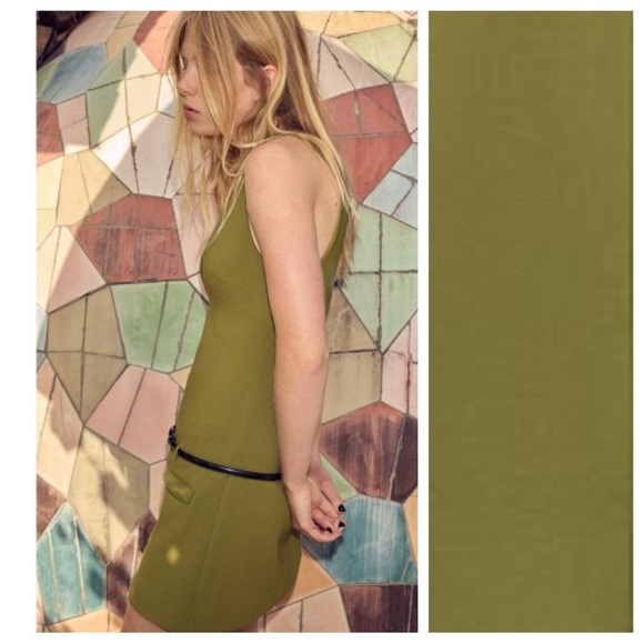 NWT. Zara Green Sleeveless Belted V-Neck Mini Dress. Size XXL. - Picture 4 of 13